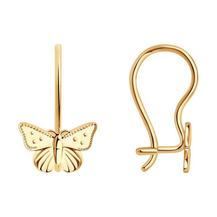 SOKOLOV - Girls Red Gold 585 Butterfly Earrings