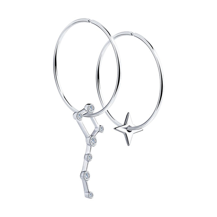 SKLV by SOKOLOV - 925 Silver Hoops The Big Dipper And Northern Star Earrings