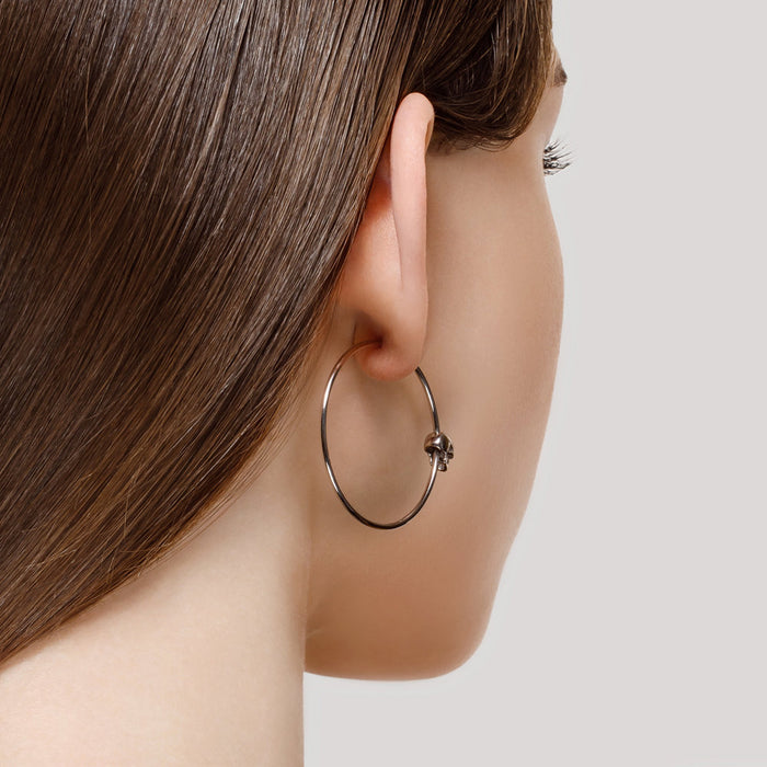 SKLV by SOKOLOV - Skull Hoop Silver Earrings, Medium