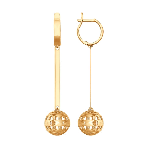 SOKOLOV - Sphere Drop Earrings, Red 585 Gold