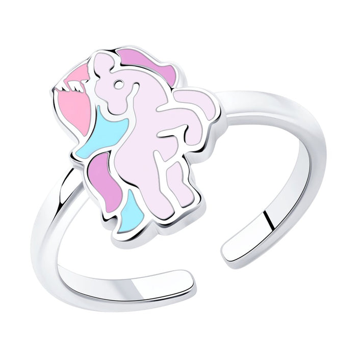SOKOLOV - Girl Open Silver Ring With Pastel Unicorn