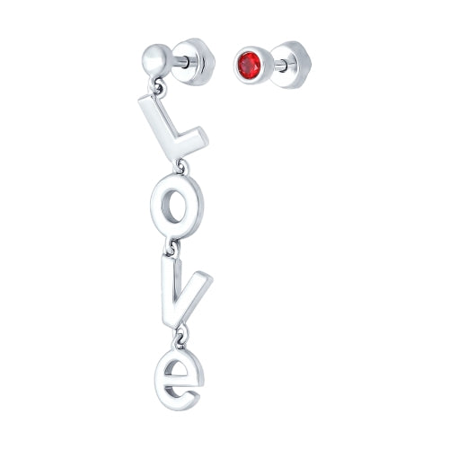 SOKOLOV - Unpaired Love Earrings - Silver 925 With Red CZ