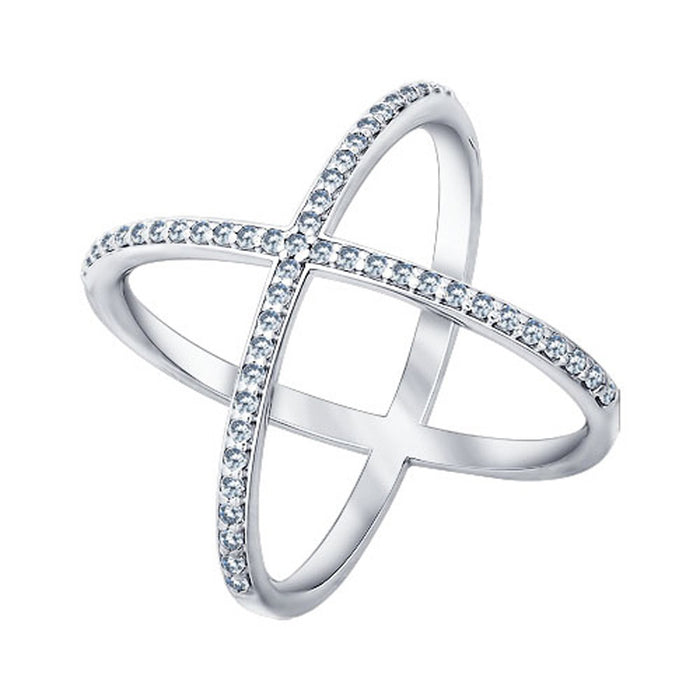 SOKOLOV - Crisscross Phalanx Ring - Sterling Silver 925 With Cubic Zirconia