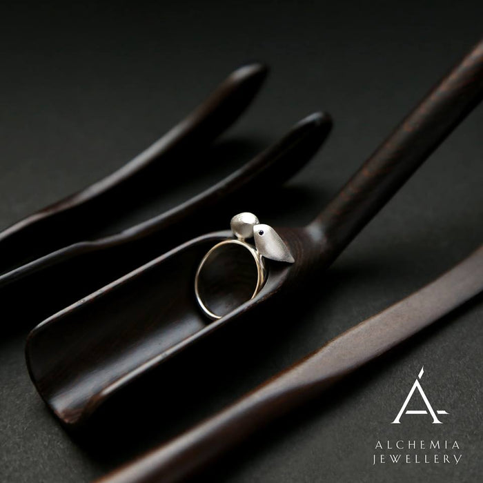 ALCHEMIA.MOSCOW - Satin SIlver Two Nightingales Ring