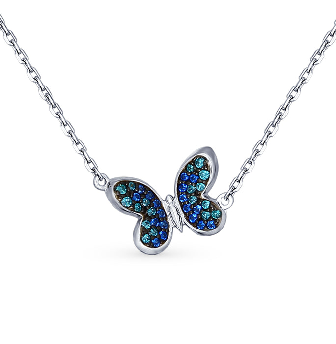 SOKOLOV - Butterfly Silver Necklace With Cubic Zirconia, Blue