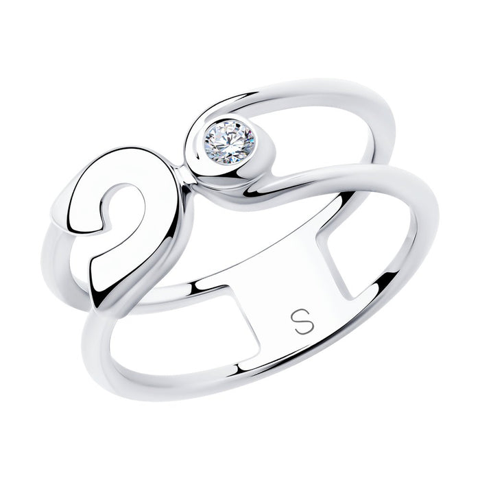SOKOLOV - Silver Safety Pin Ring With Cubic Zirconia