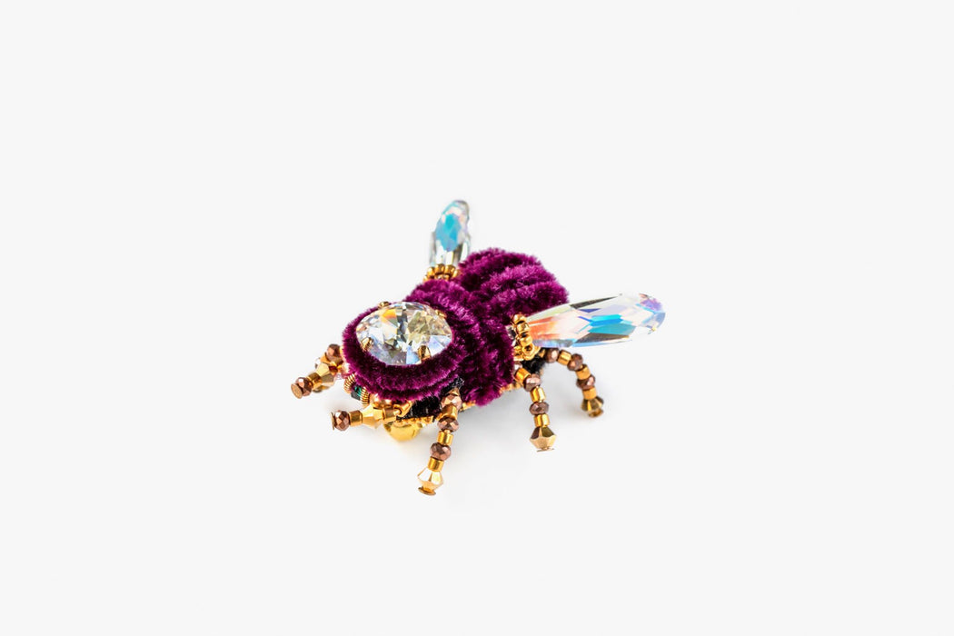 BEETLE.MANIA - Exclusive Handmade Bee Brooch, Purple And Gold