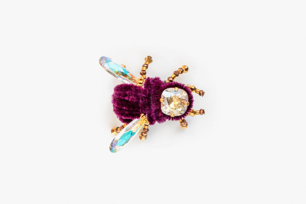 BEETLE.MANIA - Exclusive Handmade Bee Brooch, Purple And Gold