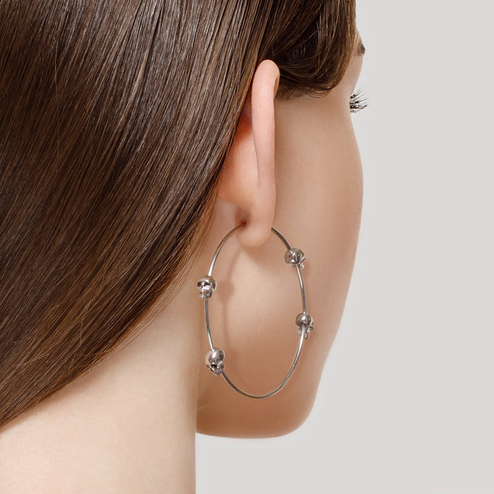 SKLV by Sokolov - Skulls Hoop Silver Earrings, Large