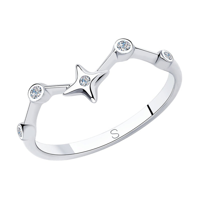 SKLV by SOKOLOV -  Cassiopeia Constellation Silver Ring With Phianites