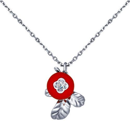 SOKOLOV - Lingonberry Necklace - Silver 925 With Enamel And Fianite, Red