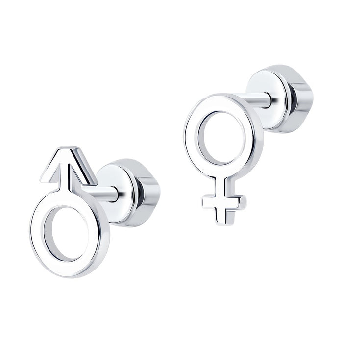 SKLV by SOKOLOV - Men Vs. Women Silver Stud Earrings