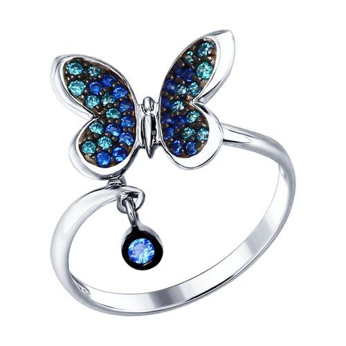 SOKOLOV - Butterfly Ring - Silver With CZ, Blue