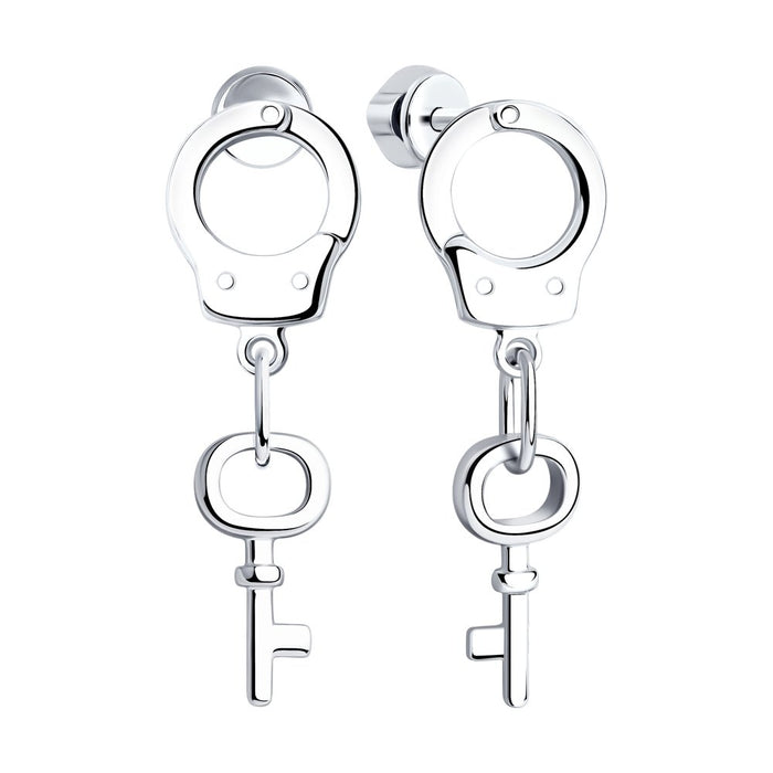 SOKOLOV - HandCuffs With Keys Silver Stud Earrings