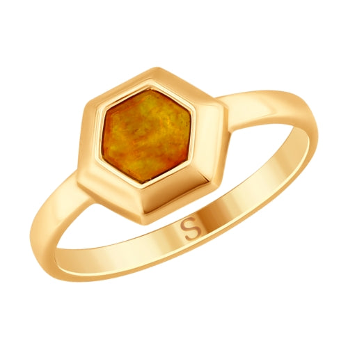 SOKOLOV - Amber Gold Plated Ring, Bees And Honey Collection