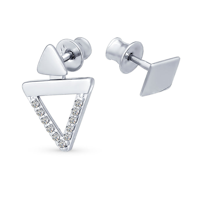 SOKOLOV - Geometric Stud Earrings - Silver And CZ
