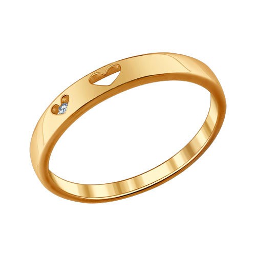 SOKOLOV - Basic 2 Hearts Ring - Gold Plated Silver 925 With CZ