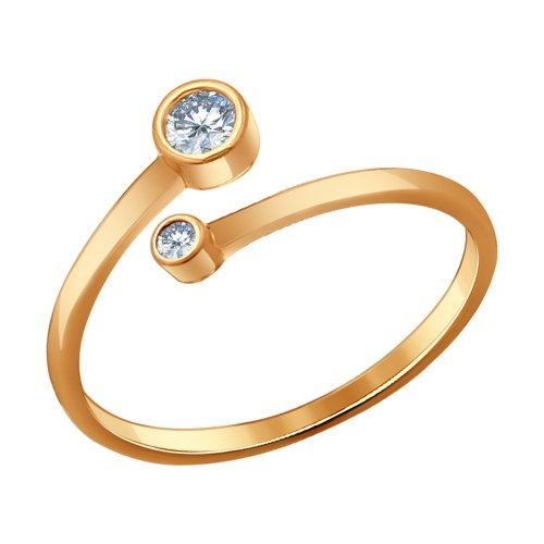 SOKOLOV - Simple Open Ring - Gold Plated Silver 925 With CZ