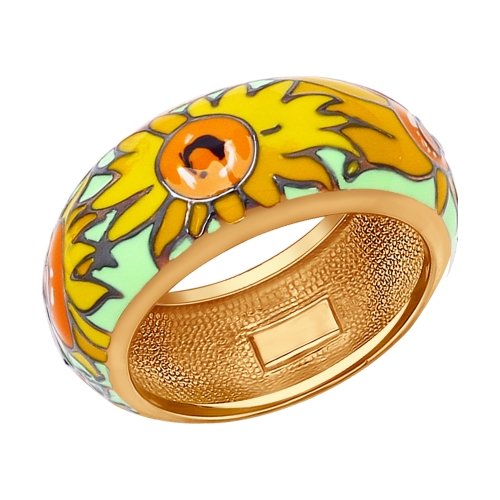 SOKOLOV - Van Gogh Sunflowers Ring, Goldplated Sterling Silver With Enamel