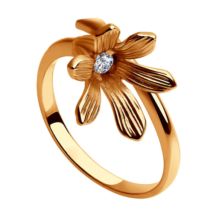 SOKOLOV - Flower Ring - Gold Plated Silver 925 With CZ