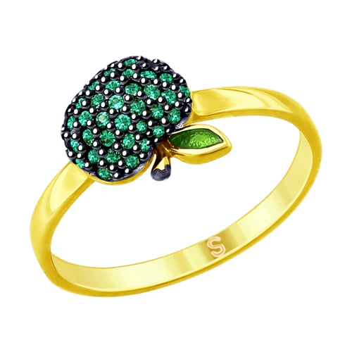 SOKOLOV - Green Apple Gold Plated Silver Ring - Fall Harvest Collection