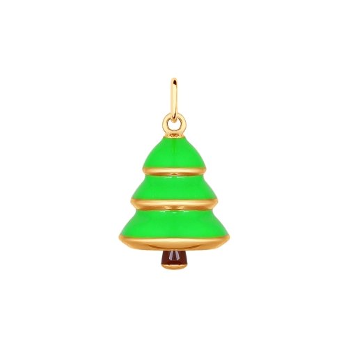 SOKOLOV - Christmas Tree Goldplated Charm, Green Enamel