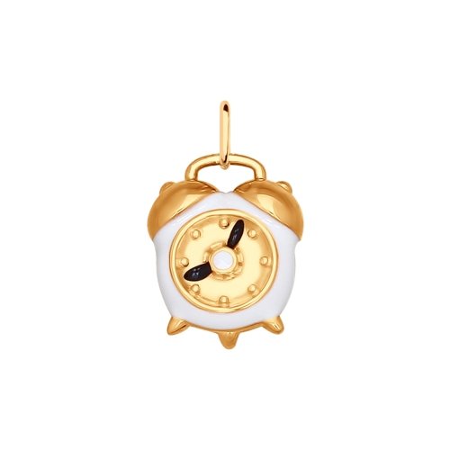 SOKOLOV - Goldplated Silver Alarm Clock Pendant, White Ceramic