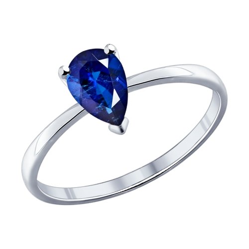 SOKOLOV - Simple Band Ring With Phianite - Silver 925, Blue