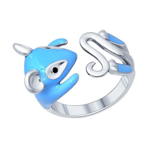 SOKOLOV - Mouse Hug Ring - Sterling Silver 925 With Enamel And Fianite, Blue