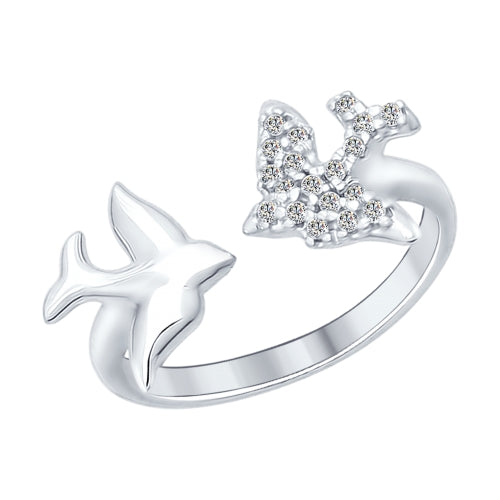 SOKOLOV - Doves Open Ring - Silver 925 With Clear CZ