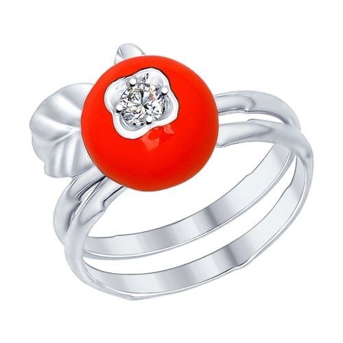 SOKOLOV - 2-In-1 Stackable Lingonberry  Ring - 925 Silver With Enamel And CZ, Blue