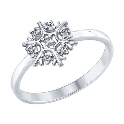 SOKOLOV - Silver Snowflake Ring With Phianites