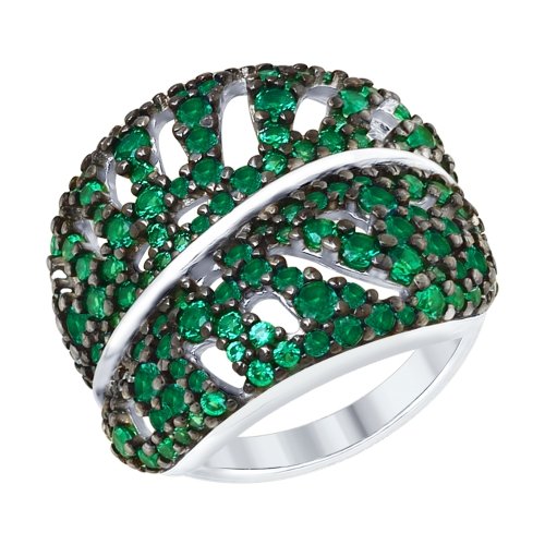 SOKOLOV - Leaves Ring - Silver With CZ, Green