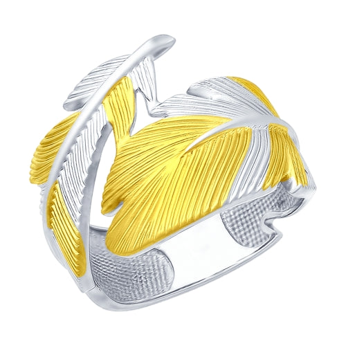 SOKOLOV - Feather Ring Golden Plated Silver