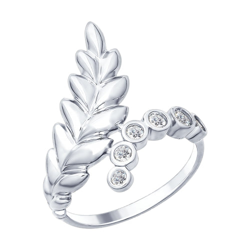 SOKOLOV - Sterling Silver Leaves Ring With Cubic Zirconia