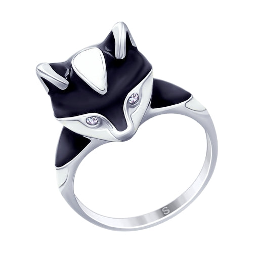 SOKOLOV - Baby Raccoon Ring, Sterling Silver With Enamel