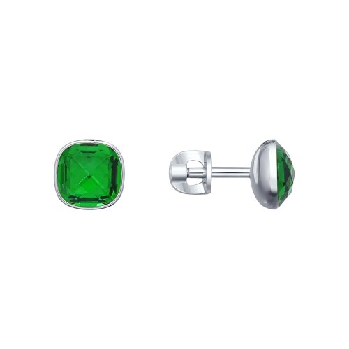 SOKOLOV - Express Yourself Stud Earrings - Sterling Silver 925 With Swarovski Crystals, Green
