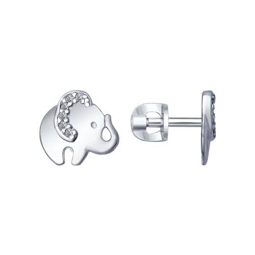 SOKOLOV - Baby Elephant Silver Stud Earrings, With CZ