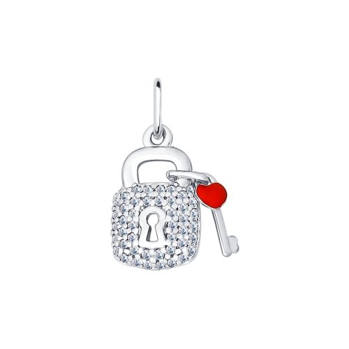 SOKOLOV - Key And Lock Pendant - Silver 925 With Enamel And CZ, Red