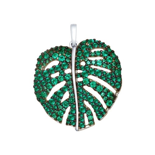 SOKOLOV - Leaves Pendant - 925 Silver With CZ, Green