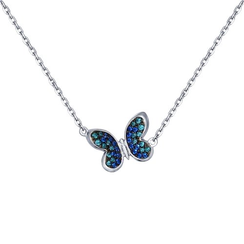 SOKOLOV - Butterfly Silver Necklace With Cubic Zirconia, Blue
