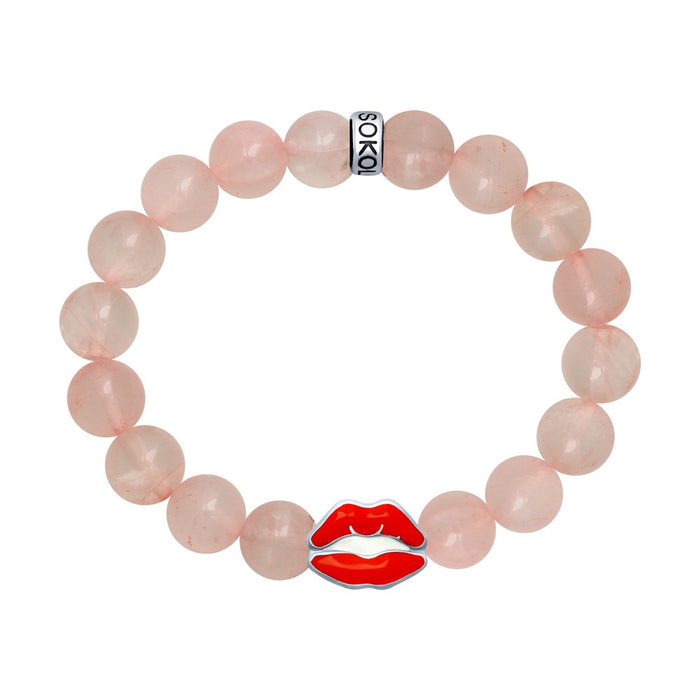 SOKOLOV - Pink Quartz Silver Kiss Bracelet, Red Enamel