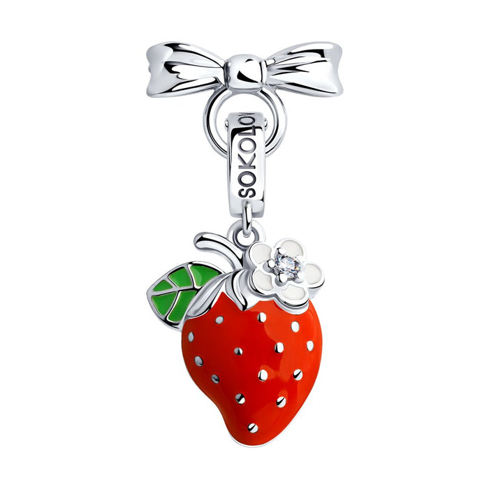 SOKOLOV JUST | MISS - Girls Cat's Eye Necklace With Silver Strawberry Charm