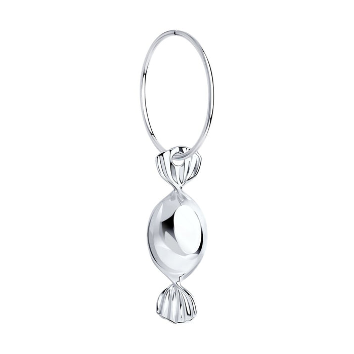 SKLV by SOKOLOV - Single Silver Hoop Earring With Wrapped Candy