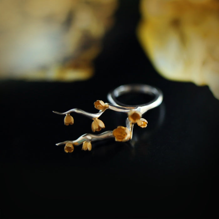 ALCHEMIA.MOSCOW - Spring Silver Ring With Gold Plated Flowers