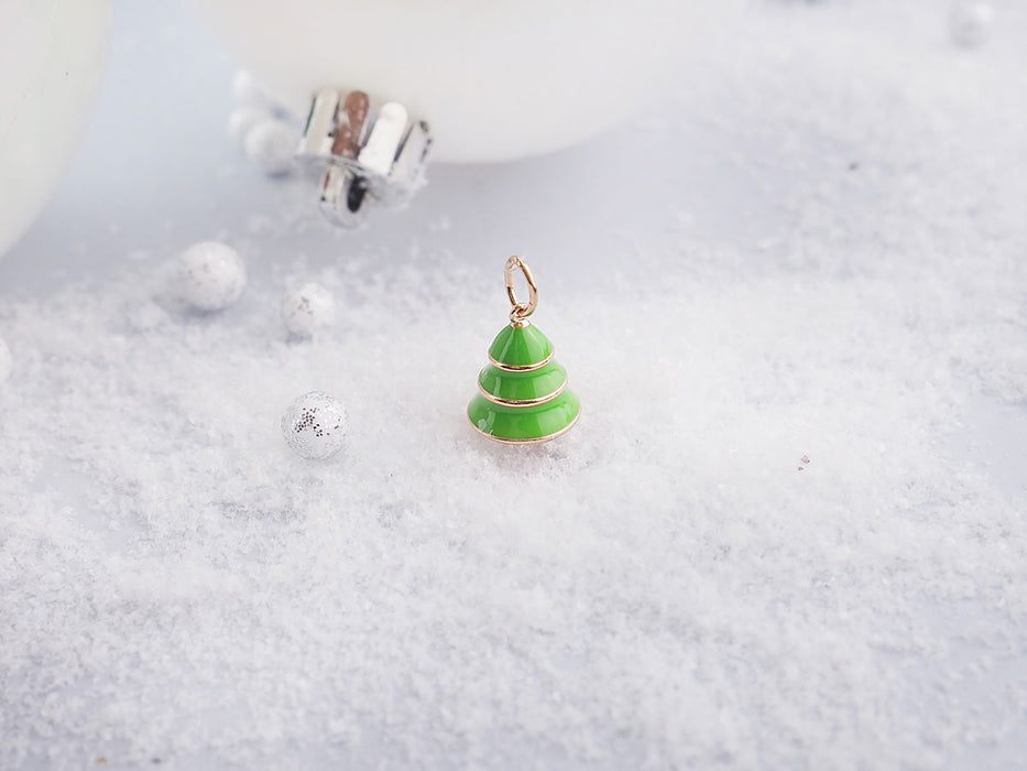 SOKOLOV - Christmas Tree Goldplated Charm, Green Enamel